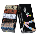 Angora Wool Blend Crew Socks, Set of 5 Pairs, Multi Colours