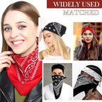 TENDSY 3 Pcs Paisley Bandana, Multifunctional Headbands for Men & Women, Stylish & Versatile Unisex Bandana for Cycling, Face Mask, Neckerchief & Handkerchief (Black, White, Red)