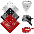 TENDSY 3 Pcs Paisley Bandana, Multifunctional Headbands for Men & Women, Stylish & Versatile Unisex Bandana for Cycling, Face Mask, Neckerchief & Handkerchief (Black, White, Red)