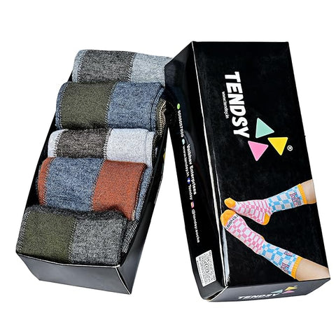 Men's Multicoloured Check Print Cotton Formal Crew Length Socks, Pack of 5