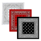 TENDSY 3 Pcs Paisley Bandana, Multifunctional Headbands for Men & Women, Stylish & Versatile Unisex Bandana for Cycling, Face Mask, Neckerchief & Handkerchief (Black, White, Red)