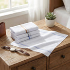 Cotton Men's Handkerchief Set | Premium White Striped (12 Pack)