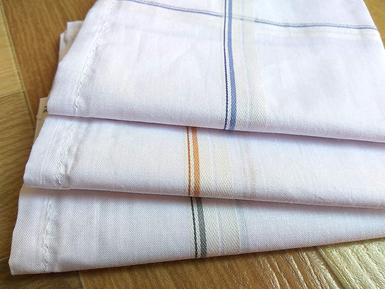 Cotton Men's Handkerchief Set | Premium White Striped (6 Pack)