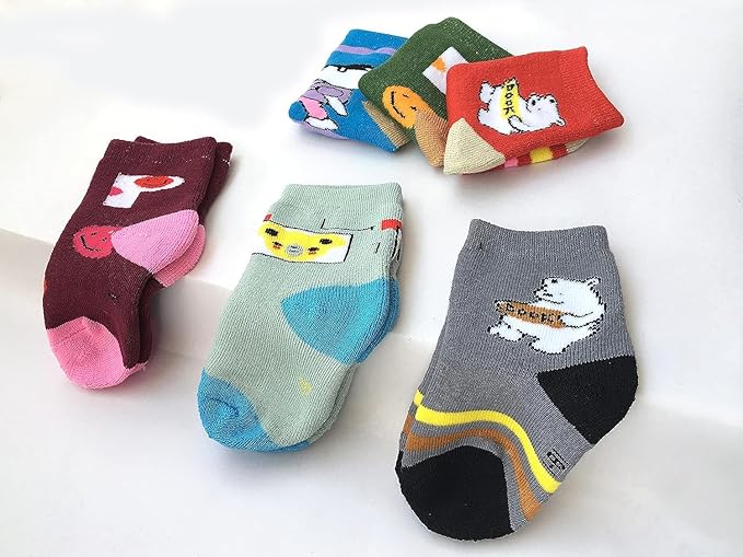 Animal Print Warm Socks for New Born Baby (0-1 year) | Cozy Winter Pack (6 Pack)