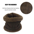 Men’s Winter Beanie Hat & Woolen Scarf Set (Brown)