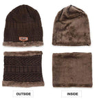 Men’s Winter Beanie Hat & Woolen Scarf Set (Brown)