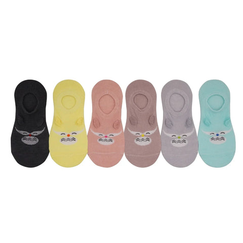 a pack of 6 socks with a cat design no show low cut kids socks in multicolor