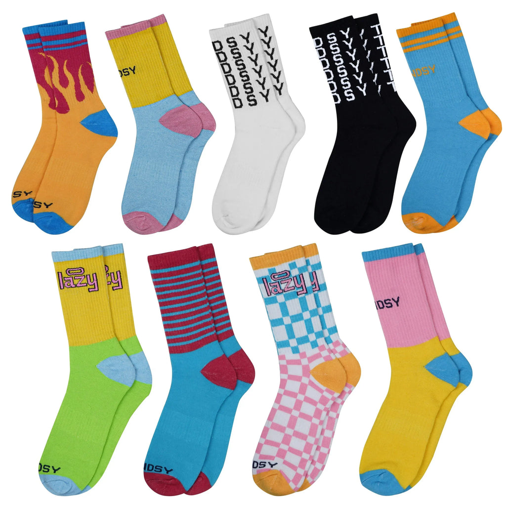 Colorful Printed Crew Socks for Men & Women (6 Pack)