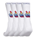 Mid Calf Socks with Victory Sign Design (4 Pack)