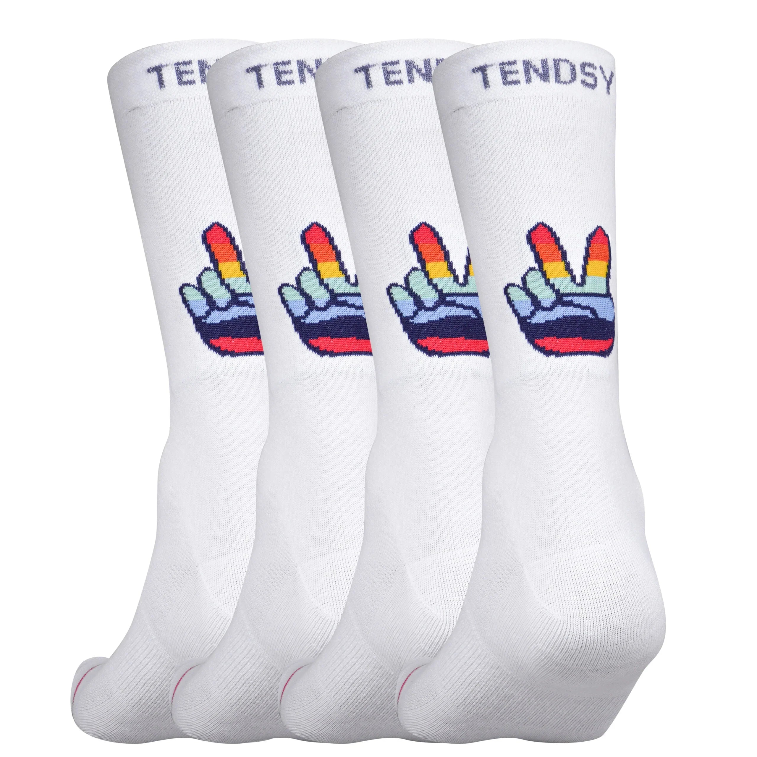 Mid Calf Socks with Victory Sign Design (4 Pack)