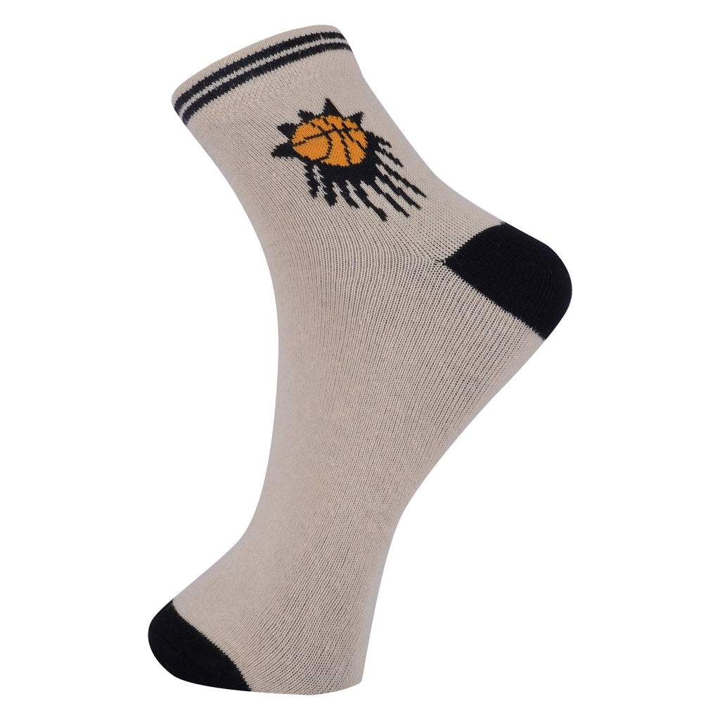 TENDSY Kids Cotton Ankle Socks Pack of 5 | Boys & Girls Basketball Sports Print | Soft Breathable School Casual Socks