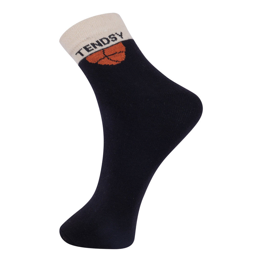 TENDSY Kids Cotton Ankle Socks Pack of 5 | Boys & Girls Basketball Sports Print | Soft Breathable School Casual Socks