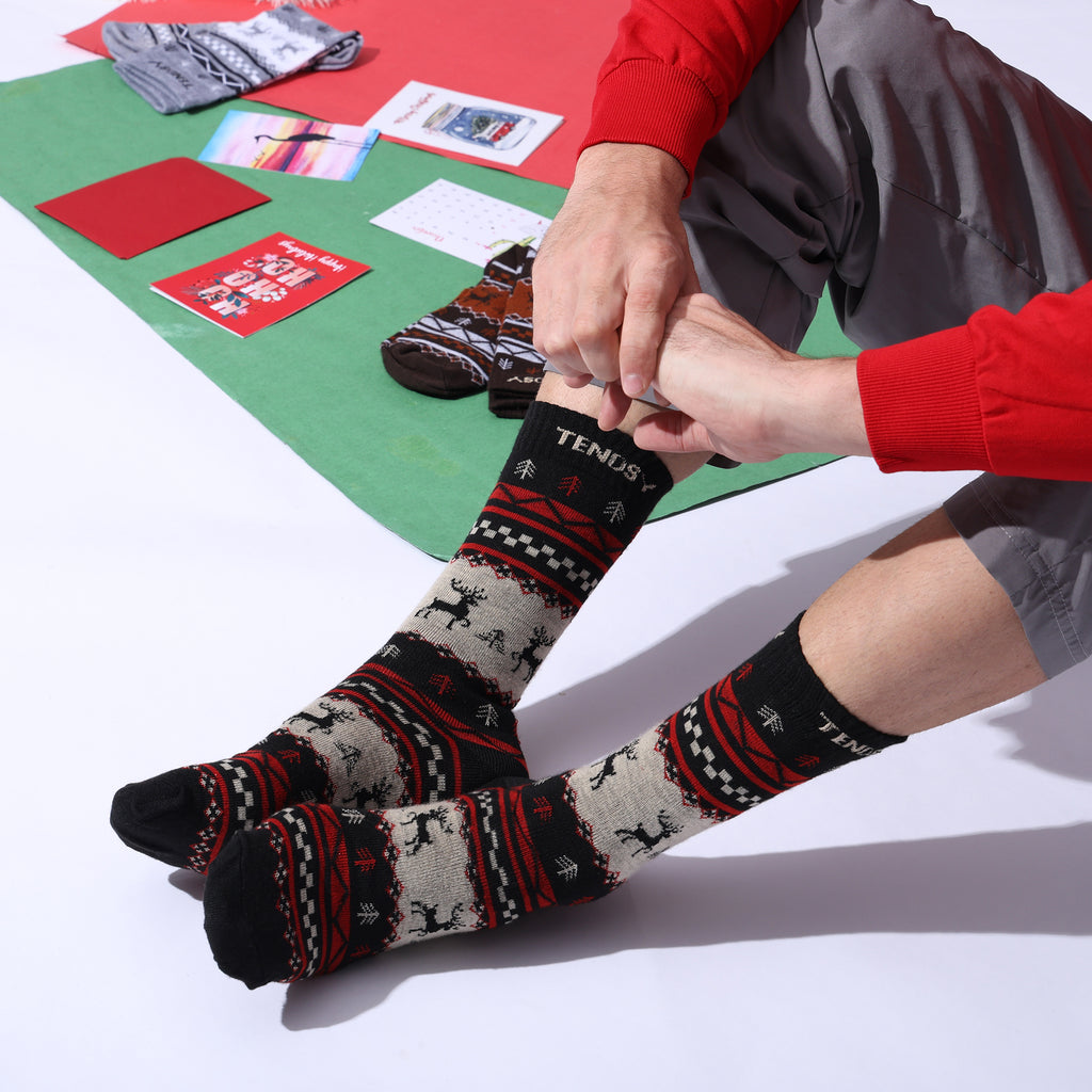 Angora Wool Blend Crew Socks, Set of 5 Pairs, Multi Colours