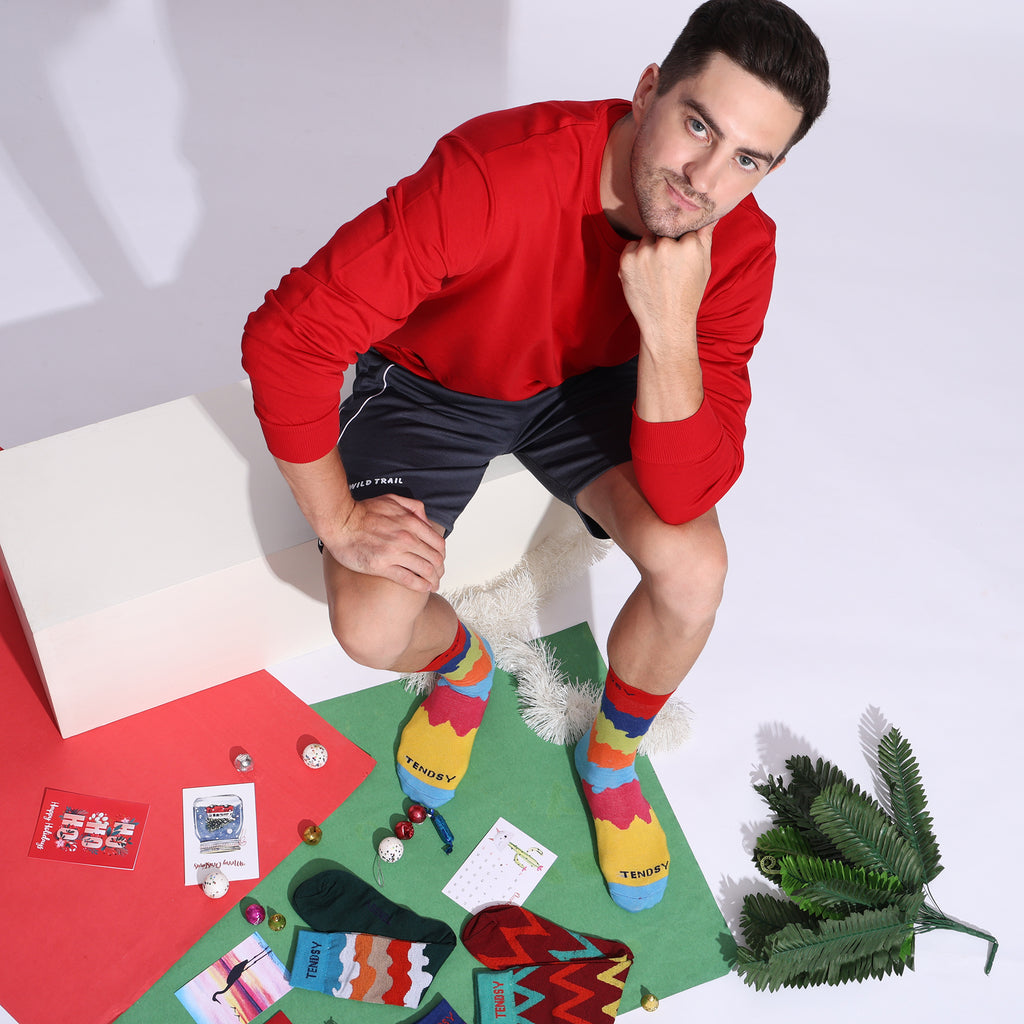 Funky Colorful Crew Socks, Set of 4 Pairs