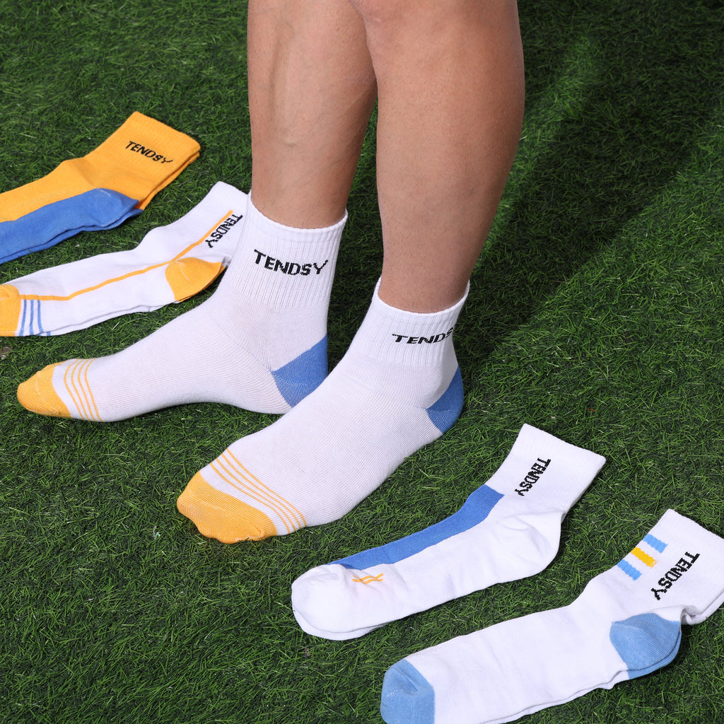 TENDSY Cotton Ankle Socks for Men & Women | Soft, Comfortable, Breathable, Anti-Odor Sports Socks | Multicolor Pack of 5 for Running, Gym, Training & Daily Use