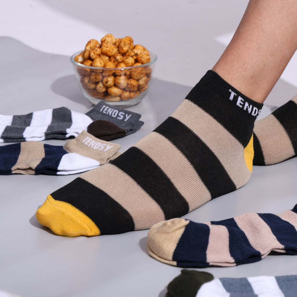 Classic Striped Unisex Ankle Socks (5 Pairs)