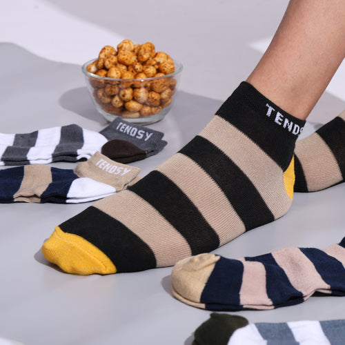 Classic Striped Unisex Ankle Socks (5 Pairs)