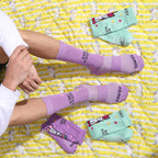 Crew Socks with Unicorn Print, Purple and Mint Green (Set 4 Pairs)