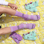 Crew Socks with Unicorn Print, Purple and Mint Green (Set 4 Pairs)
