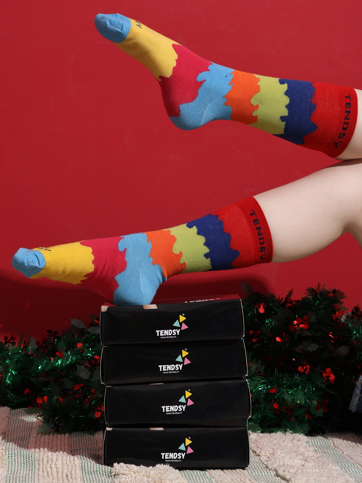 Funky Colorful Crew Socks, Set of 4 Pairs