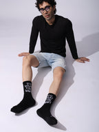 Motivational Crew Socks, Black Cotton Terry, Do What You Want Design