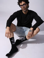 Motivational Crew Socks, Black Cotton Terry, Do What You Want Design