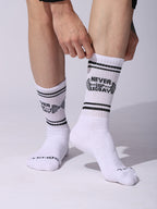 Never Skip Leg Day Athletic Crew Socks, Cotton, Arch Support With Cushioned Base For Gym And Workout, White, 1 Pair