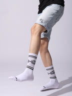 Never Skip Leg Day Athletic Crew Socks, Cotton, Arch Support With Cushioned Base For Gym And Workout, White, 1 Pair