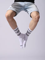 Never Skip Leg Day Athletic Crew Socks, Cotton, Arch Support With Cushioned Base For Gym And Workout, White, 1 Pair