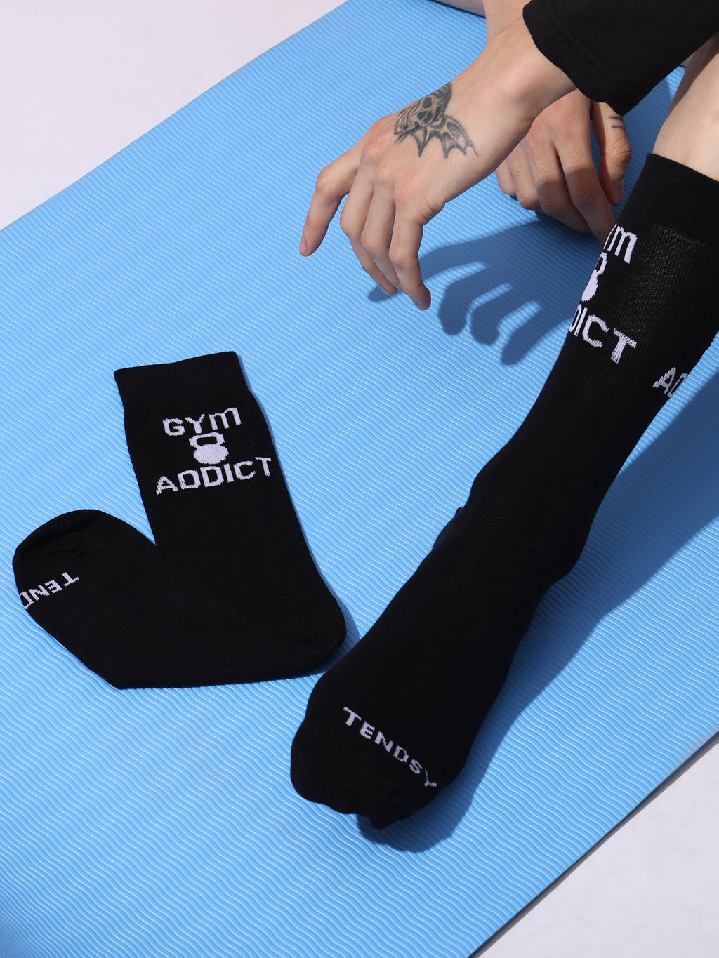Gym Addict Athletic Crew Socks, Cotton, Black, Unisex