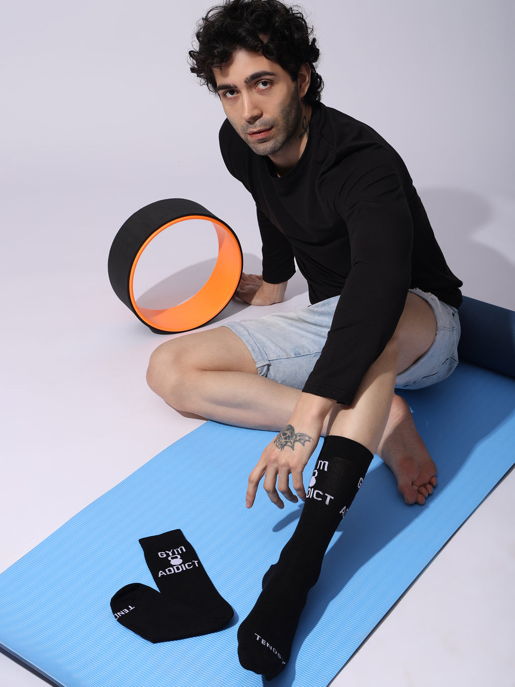Gym Addict Athletic Crew Socks, Cotton, Black, Unisex