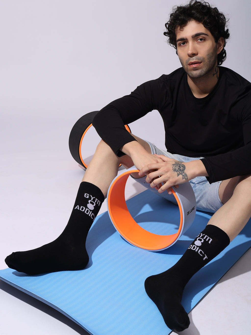 Gym Addict Athletic Crew Socks, Cotton, Black, Unisex