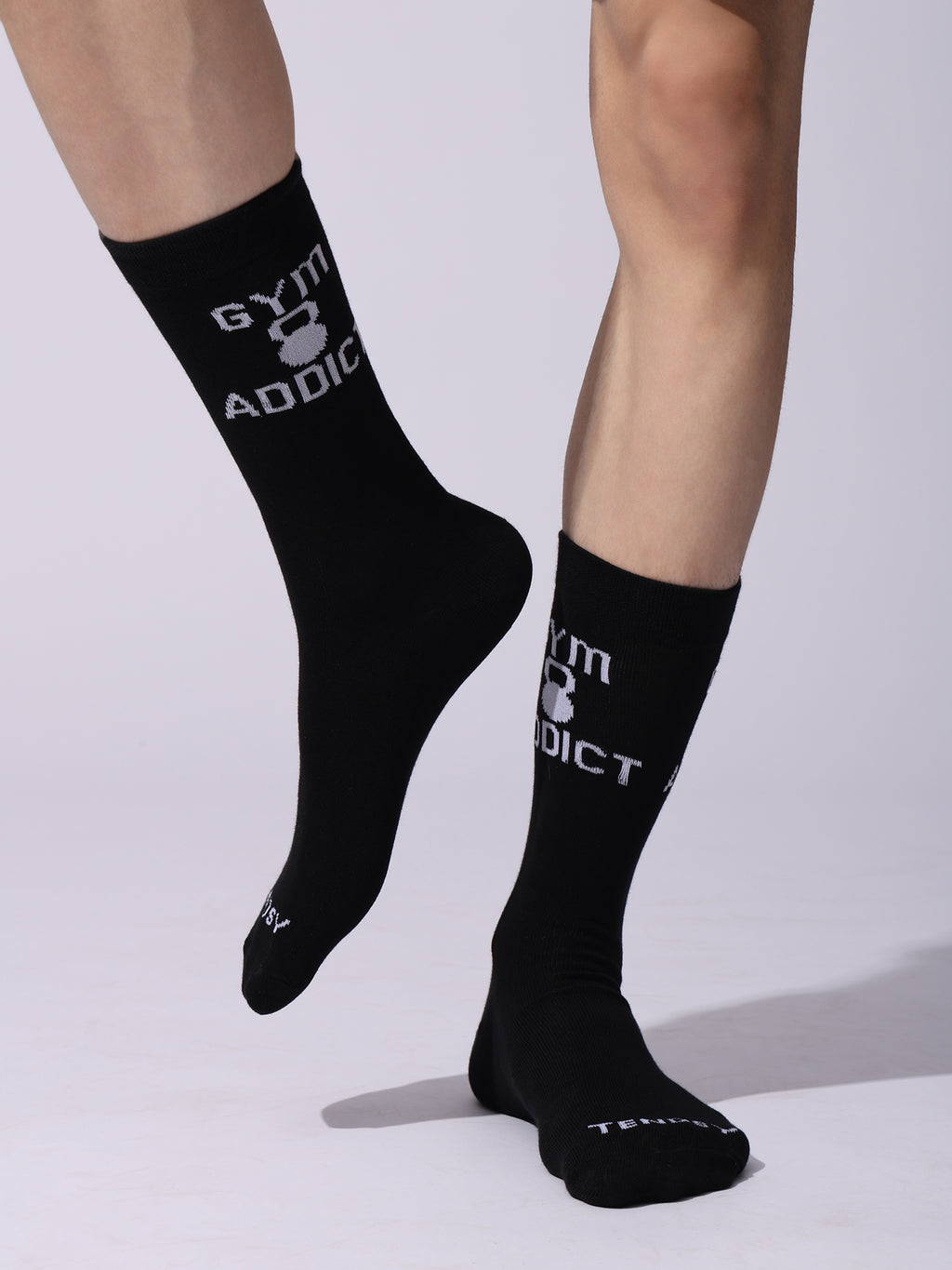 Gym Addict Athletic Crew Socks, Cotton, Black, Unisex