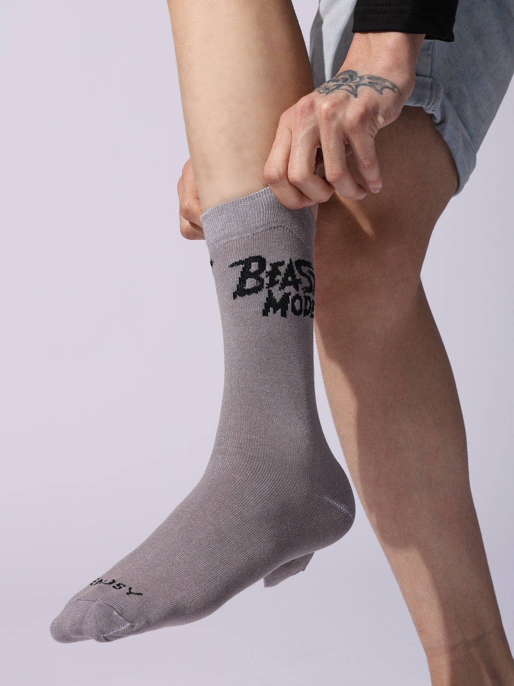 Cotton Beast Mode Sports Socks, Athletic Crew Socks, Pack of 4 (Black, White, Navy, Grey)