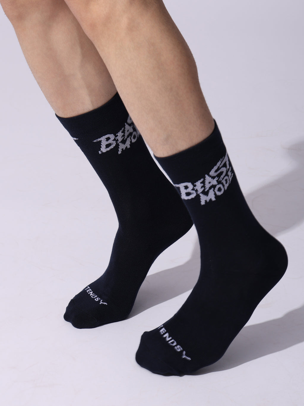 Cotton Beast Mode Sports Socks, Athletic Crew Socks, Pack of 4 (Black, White, Navy, Grey)