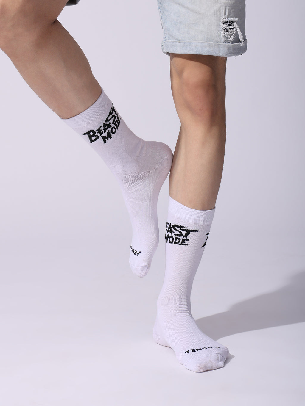Cotton Beast Mode Sports Socks, Athletic Crew Socks, Pack of 4 (Black, White, Navy, Grey)
