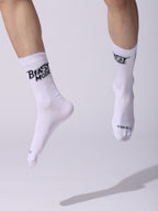 Cotton Beast Mode Sports Socks, Athletic Crew Socks, Pack of 4 (Black, White, Navy, Grey)