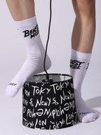 Cotton Beast Mode Sports Socks, Athletic Crew Socks, Pack of 4 (Black, White, Navy, Grey)