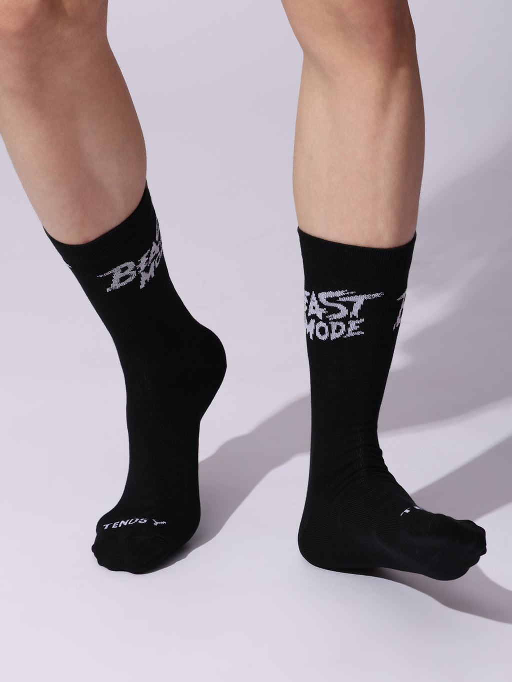 Cotton Beast Mode Sports Socks, Athletic Crew Socks, Pack of 4 (Black, White, Navy, Grey)