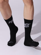 Cotton Beast Mode Sports Socks, Athletic Crew Socks, Pack of 4 (Black, White, Navy, Grey)