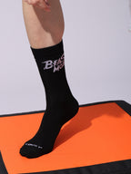 Cotton Beast Mode Sports Socks, Athletic Crew Socks, Pack of 4 (Black, White, Navy, Grey)