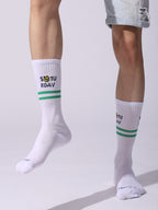 Days of the Week Socks, White Cotton Mid Calf/Crew Socks, Emoji Design, 7 Pairs Set