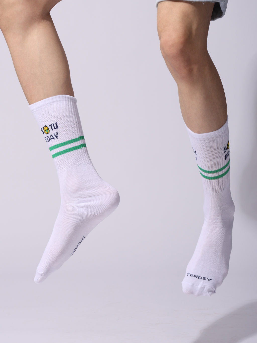 Days of the Week Socks, White Cotton Mid Calf/Crew Socks, Emoji Design, 7 Pairs Set