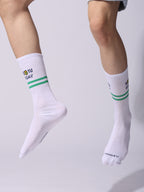 Days of the Week Socks, White Cotton Mid Calf/Crew Socks, Emoji Design, 7 Pairs Set