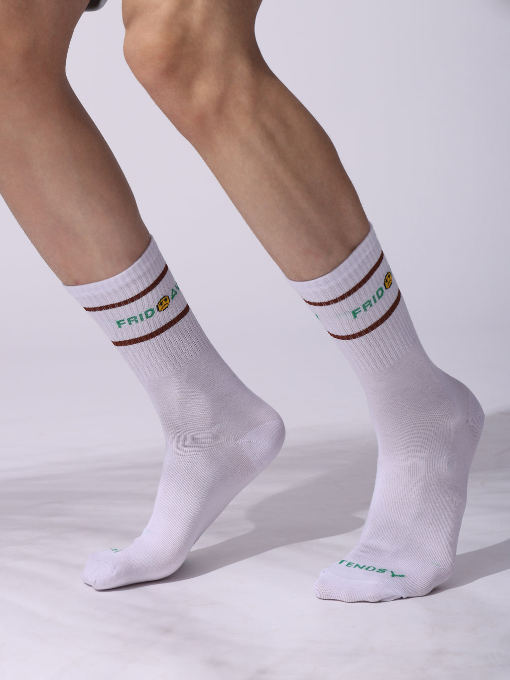 Days of the Week Socks, White Cotton Mid Calf/Crew Socks, Emoji Design, 7 Pairs Set