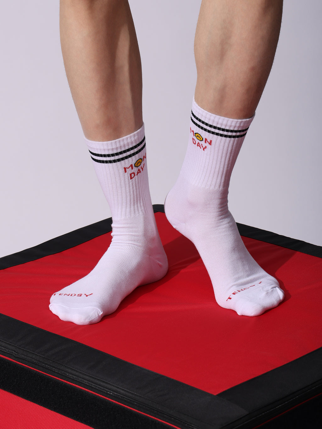 Days of the Week Socks, White Cotton Mid Calf/Crew Socks, Emoji Design, 7 Pairs Set