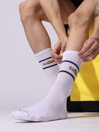 Days of the Week Socks, White Cotton Mid Calf/Crew Socks, Emoji Design, 7 Pairs Set