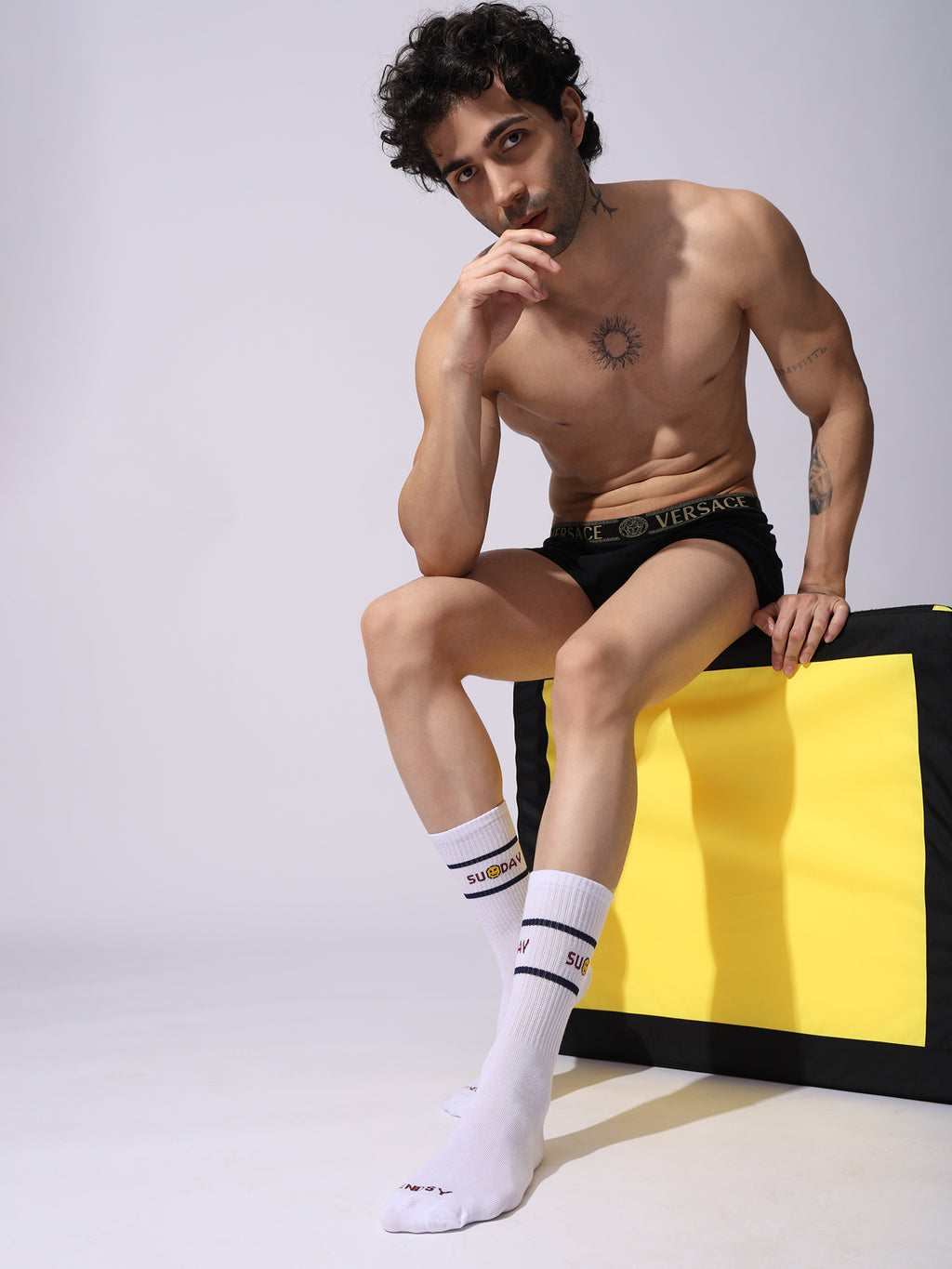 Days of the Week Socks, White Cotton Mid Calf/Crew Socks, Emoji Design, 7 Pairs Set