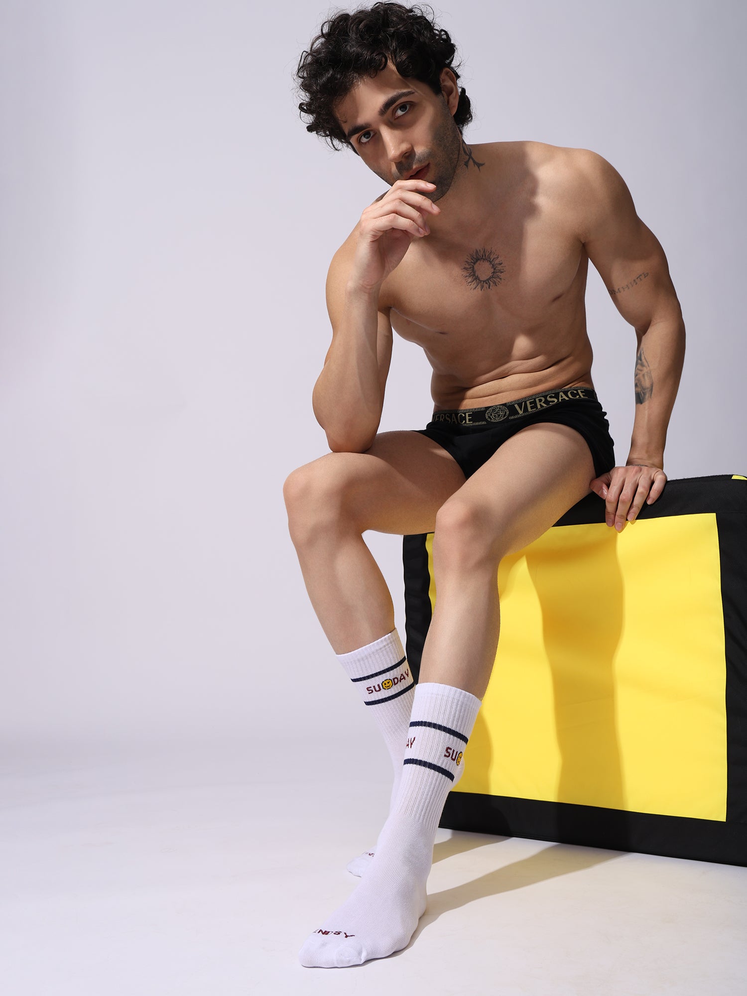 Days of the Week Socks, White Cotton Mid Calf/Crew Socks, Emoji Design, 7 Pairs Set