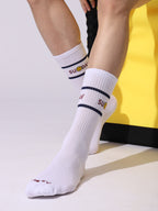 Days of the Week Socks, White Cotton Mid Calf/Crew Socks, Emoji Design, 7 Pairs Set